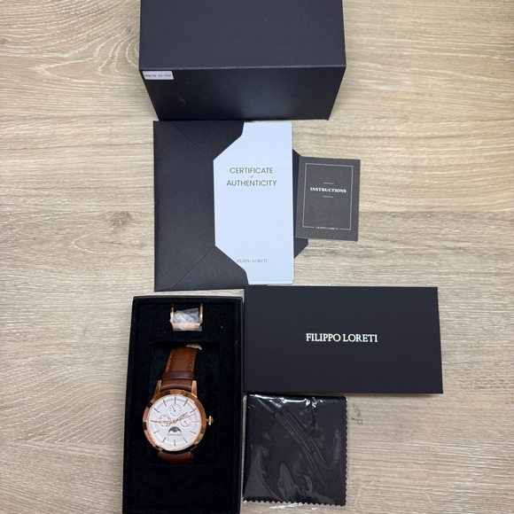 Filippo Loreti men’s watch Venice moonphase Roségold leather - Picture 3 of 16